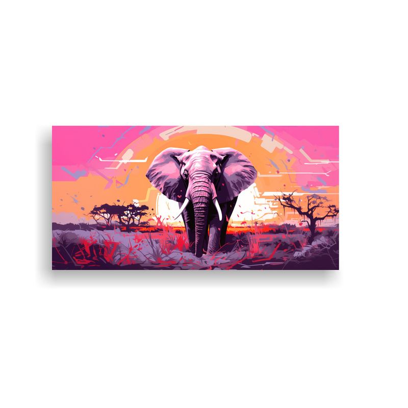 GENERICO - Cuadro Abstracto Urbano Elefante Sabana En Colores 160x80cm