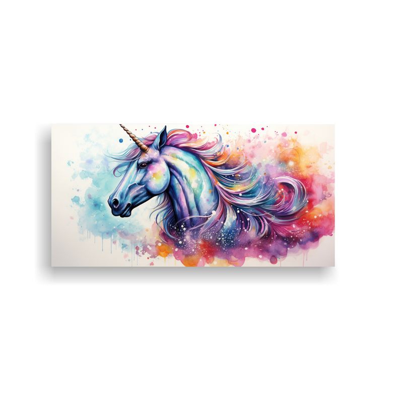 GENERICO - Pintura Acuarela Unicornio Colorido Estilo Llamati 160x80cm
