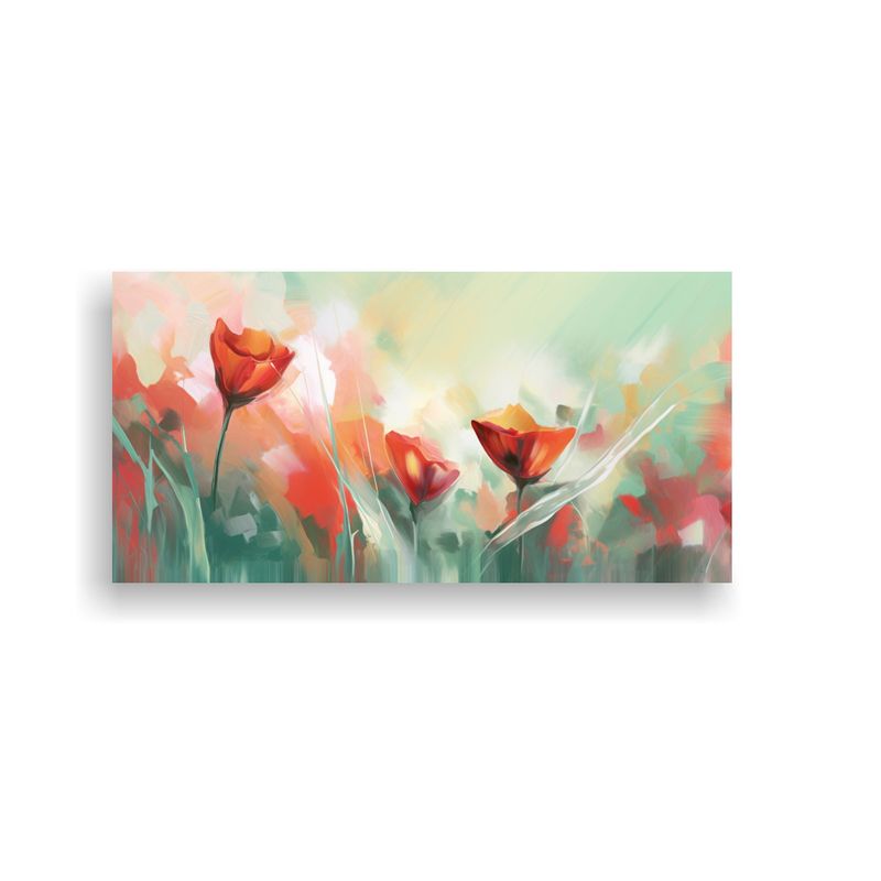 GENERICO - Cuadro Abstracto Floral Rojo Y Verde Impresionista 160x80cm