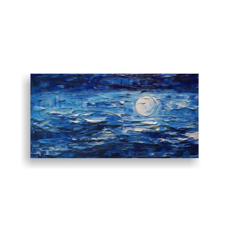 GENERICO - Cuadro Creativa En Textura Azul Medianoche Del Mar 160x80cm