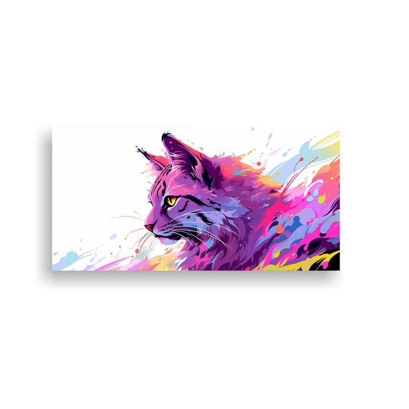 GENERICO - Pintura Acuarela De Belleza Felina Arcoíris Y Mor 160x80cm
