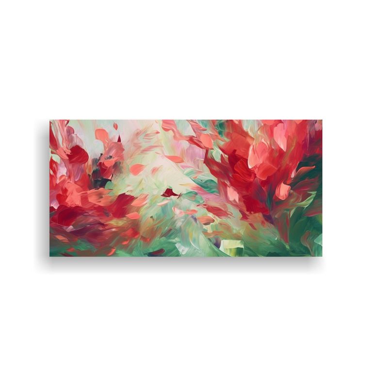 GENERICO - Cuadro Abstracto Rojo Y Verde Flores Impresionista 160x80cm