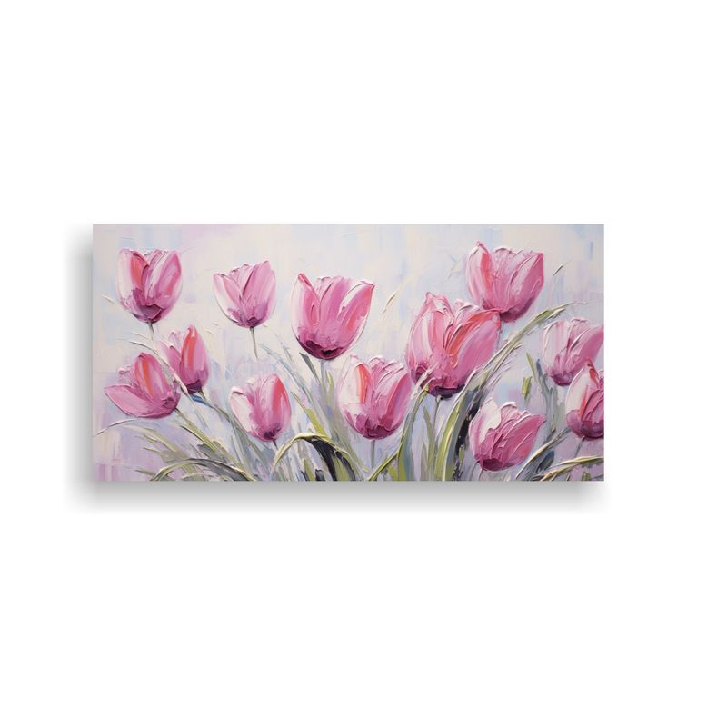 GENERICO - Cuadro Diseño Adorable De Tulipanes Rosados En Li 160x80cm