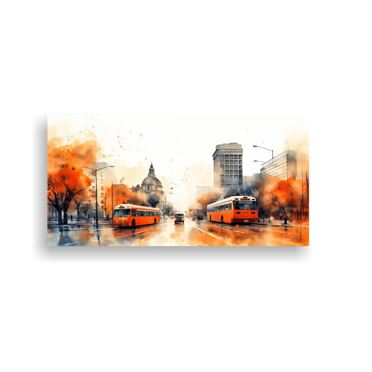 GENERICO - Pintura Acuarela Reflejo De Santiago Chile En Lien 160x80cm.