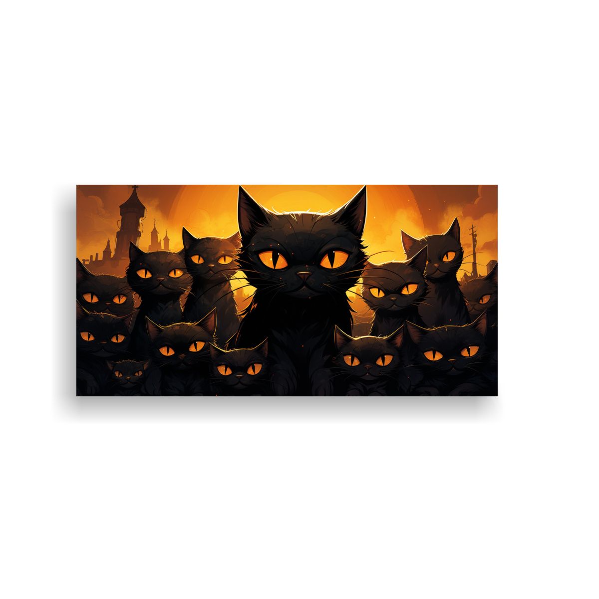 GENERICO - Cuadro De Gatos Negros En Pila Mirando Hacia 160x80cm