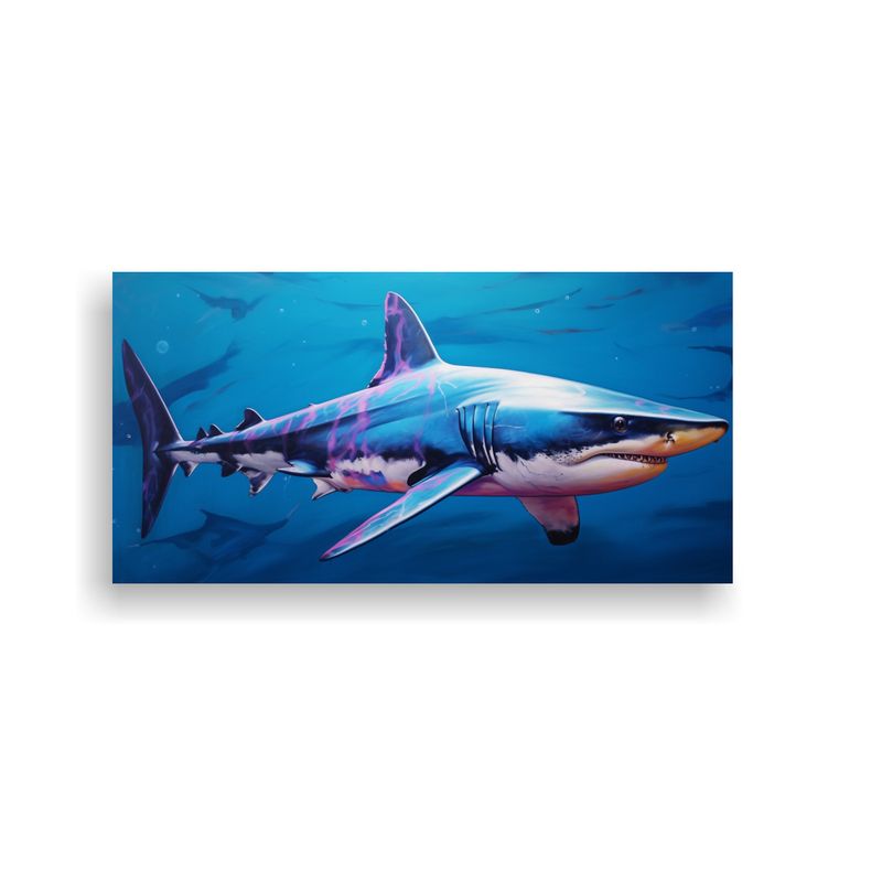 GENERICO - Cuadro Conceptual Alegría Tiburón Azul En Estil 160x80cm