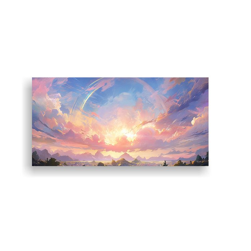 GENERICO - Pintura Abstracta Amanecer Con Colores Arcoíris I 160x80cm