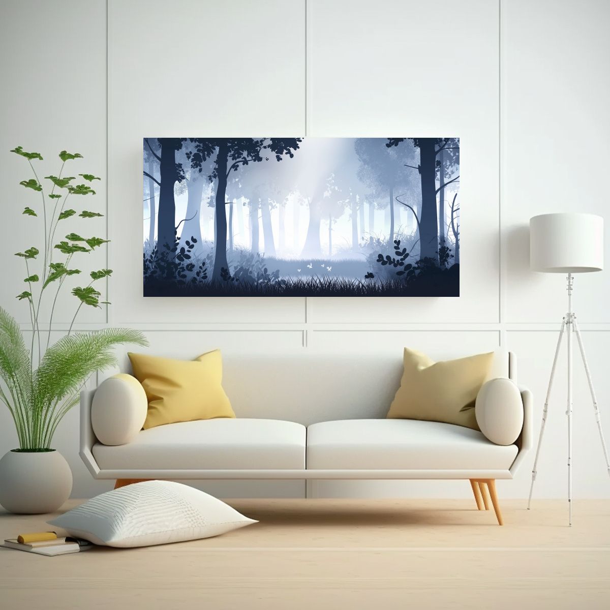 GENERICO - Cuadro En Bastidor Bosque Mágico En Silueta Mist 160x80cm