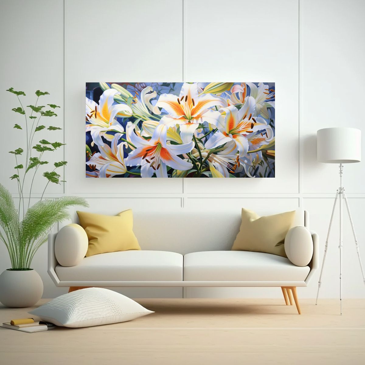 GENERICO - Pintura Abstracta Detallada De Lirios En Estilo ó 160x80cm