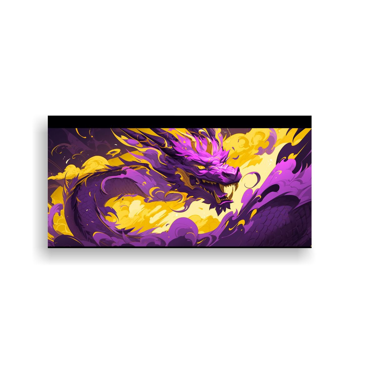 GENERICO - Cuadro Movimiento Linda Dragón En Morado Y Dorad 160x80cm