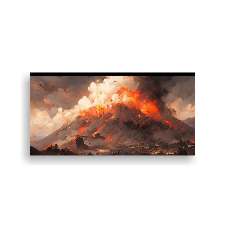 GENERICO - Pintura Abstracta De Un Volcán Con Colores Marron 160x80cm