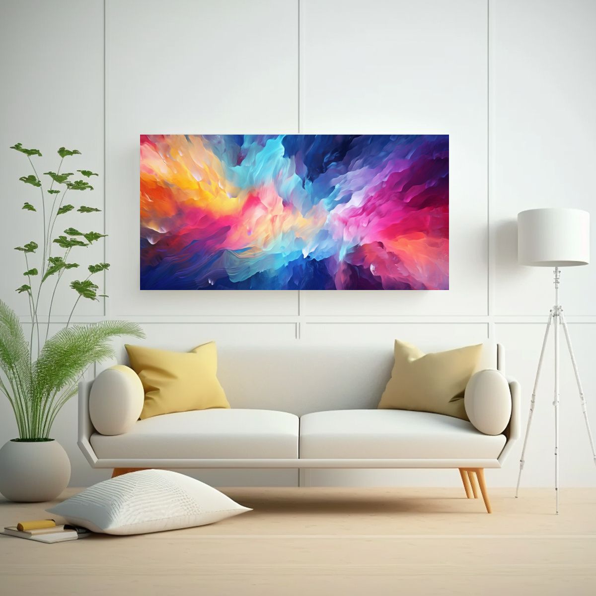 GENERICO - Cuadro Abstracto Armonía De Colores En Bastidor  160x80cm