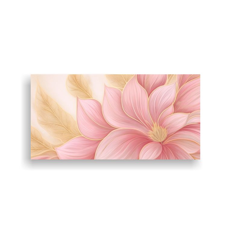 GENERICO - Pintura Floral Abstracta En Acuarela Dorada Y Rosa 160x80cm