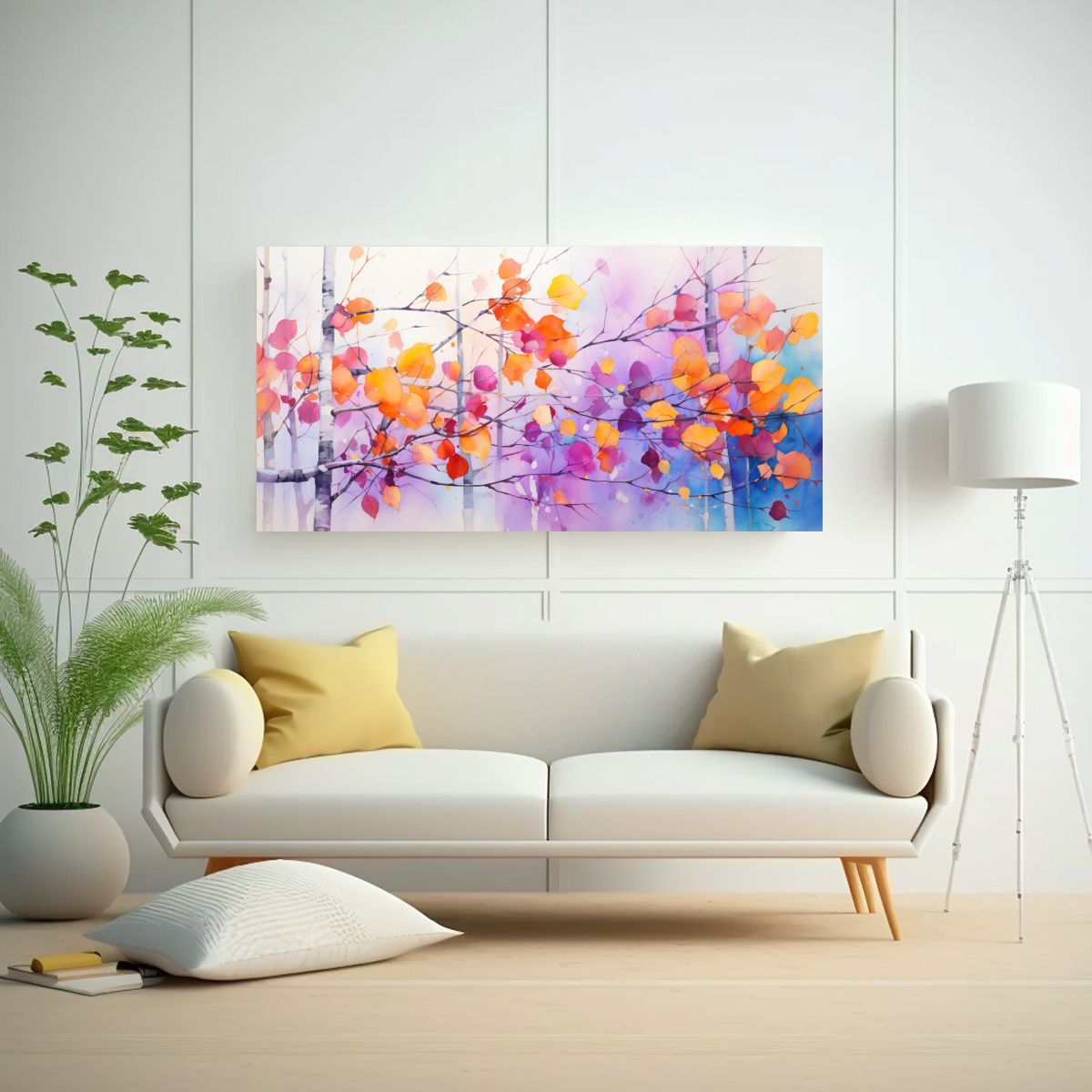 GENERICO - Pintura Abstracta De árbol De Aspen En Colores P 160x80cm