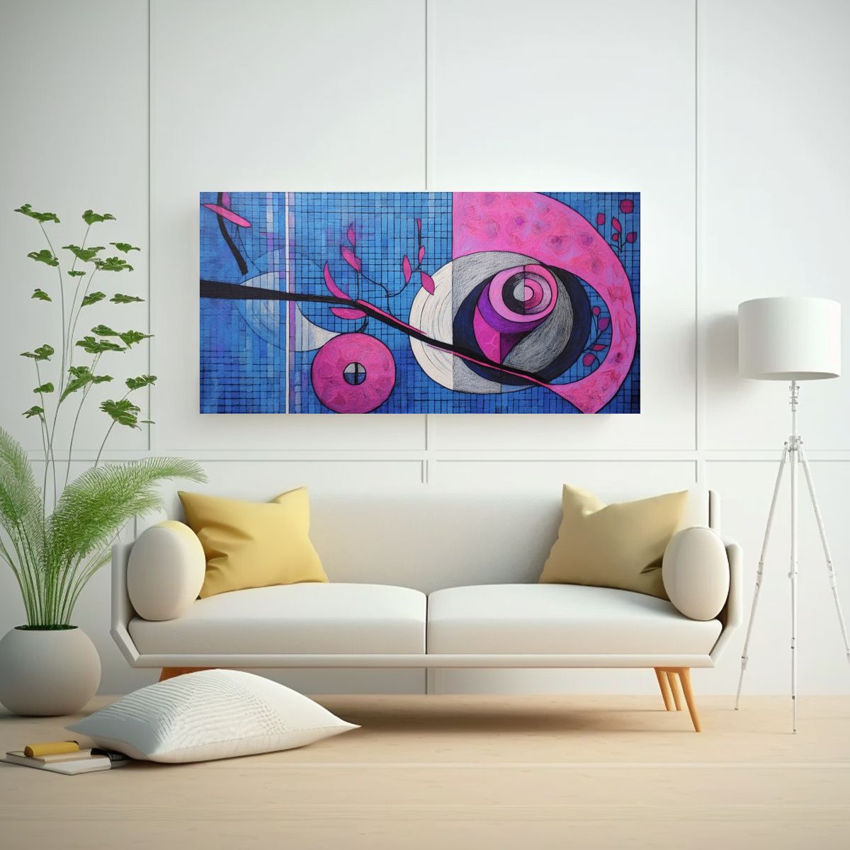 GENERICO - Cuadro Impreso Protagonismo Formas Curvas Y Circul 160x80cm