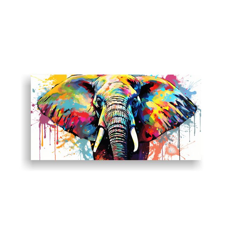 GENERICO - Cuadro Elefante Sabana Arcoíris Y Negro Estilo Ne 160x80cm