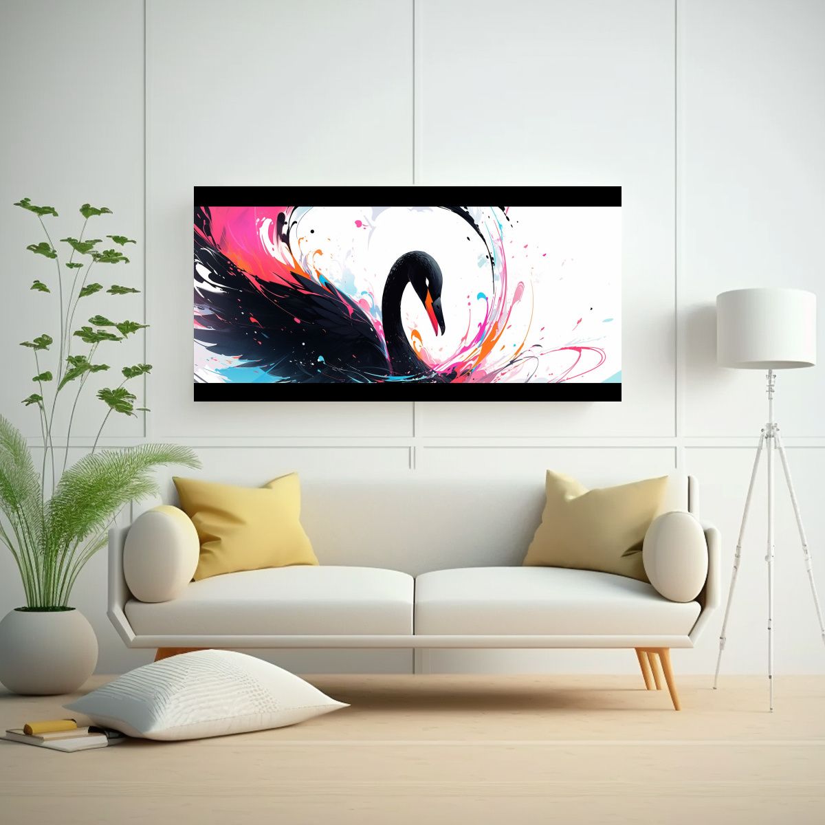 GENERICO - Pintura Decorativa Neo Pop Estilo Mediano Con Cisn 160x80cm