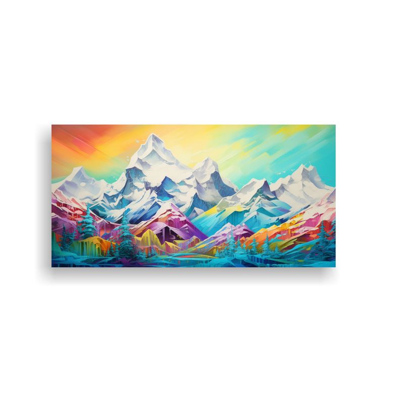GENERICO - Cuadro De Montañas Nevadas Con Arcoíris Y Colore 120x60cm