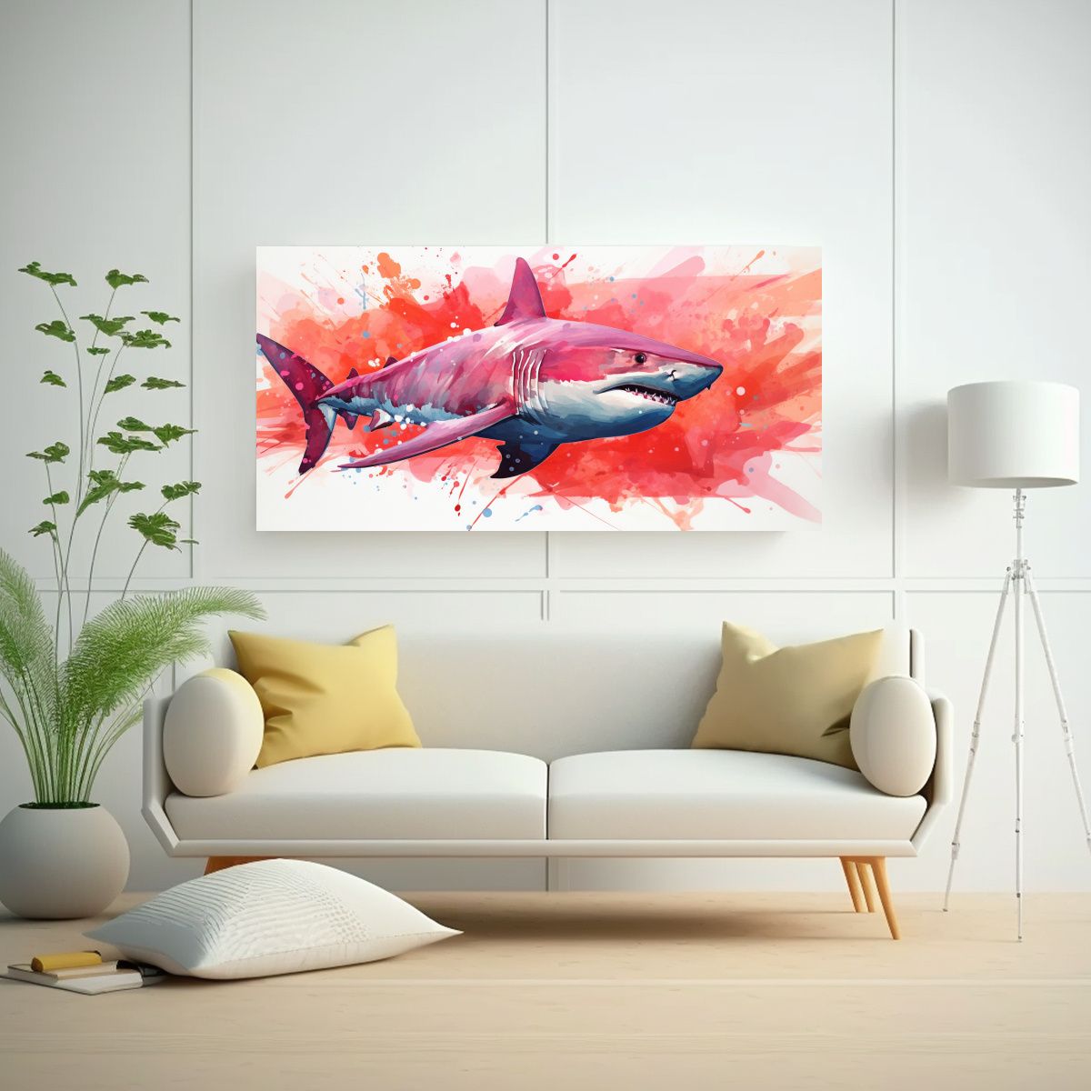 GENERICO - Pintura De Pared De Tiburón Toro En Colores Escar 160x80cm