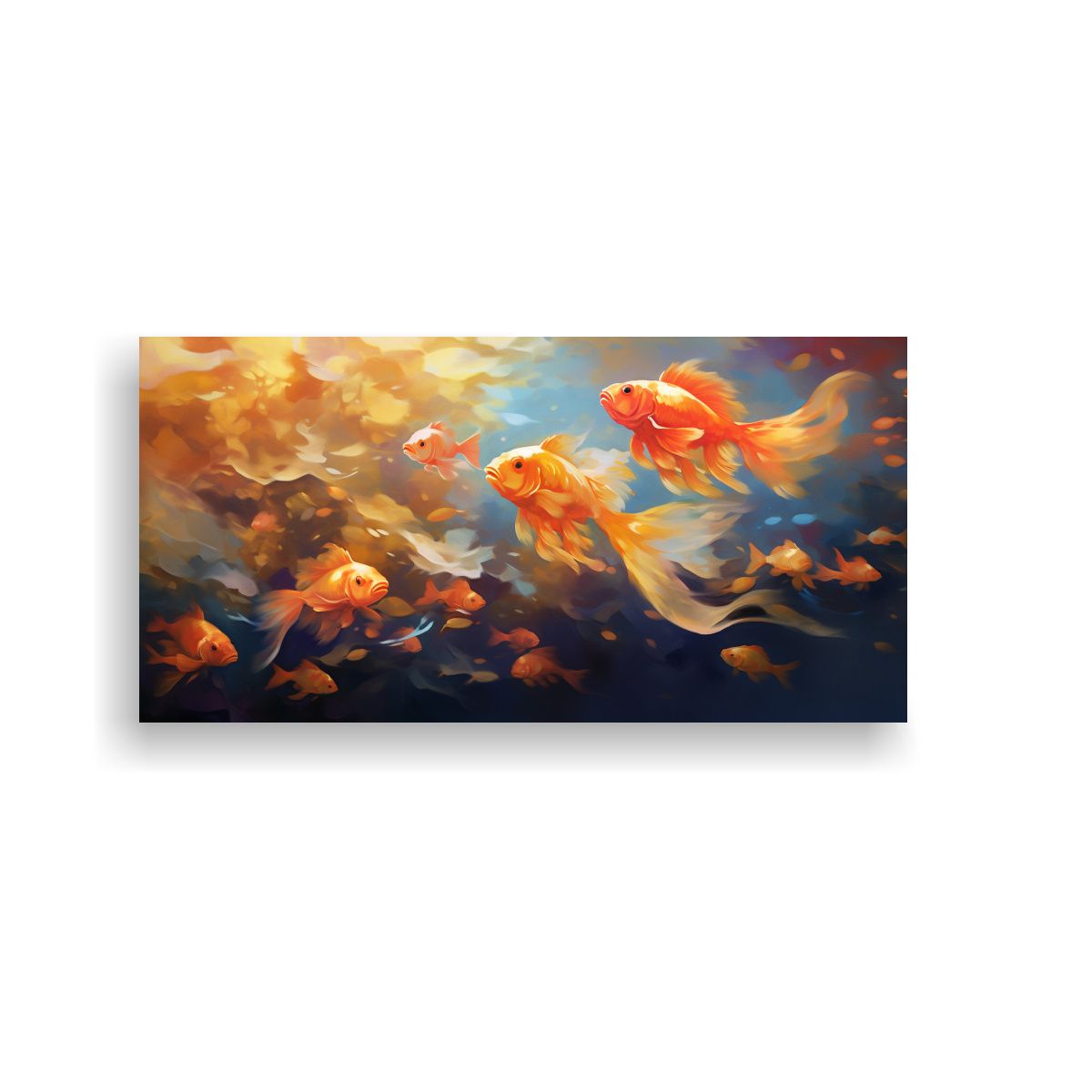 GENERICO - Pintura Al Estilo óleo De Peces Dorados En Estilo 160x80cm