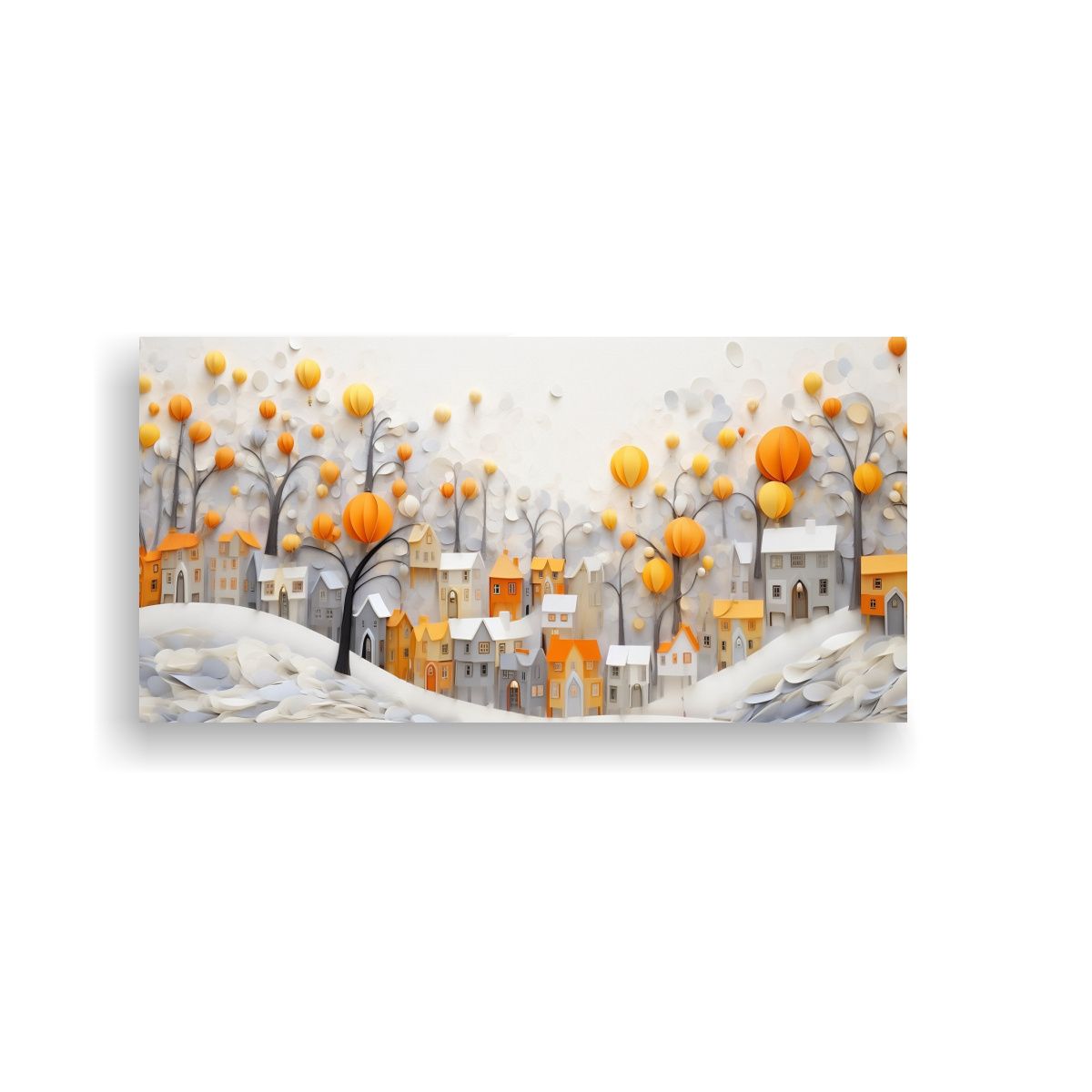 GENERICO - Cuadro Acuarela De Pueblo Con Casas Coloridas Y á 160x80cm