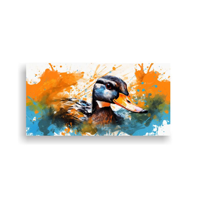 GENERICO - Cuadro Patos Vibrantes Y Naranjas Neo Pop Art En B 160x80cm