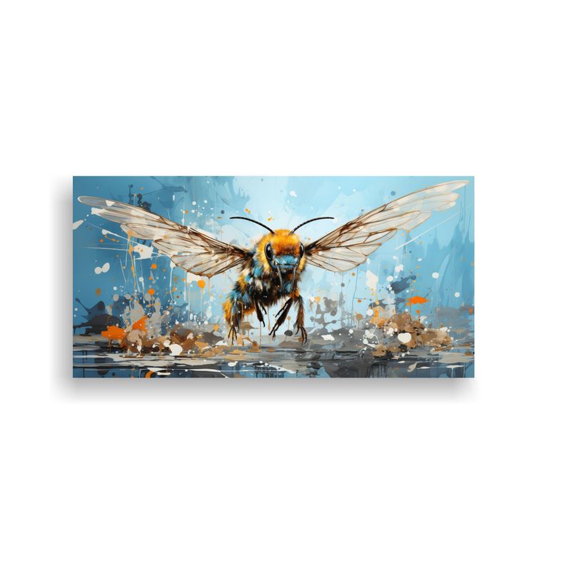 GENERICO - Pintura Moderna De Abeja En Colores Ladrillo Y Azu 160x80cm