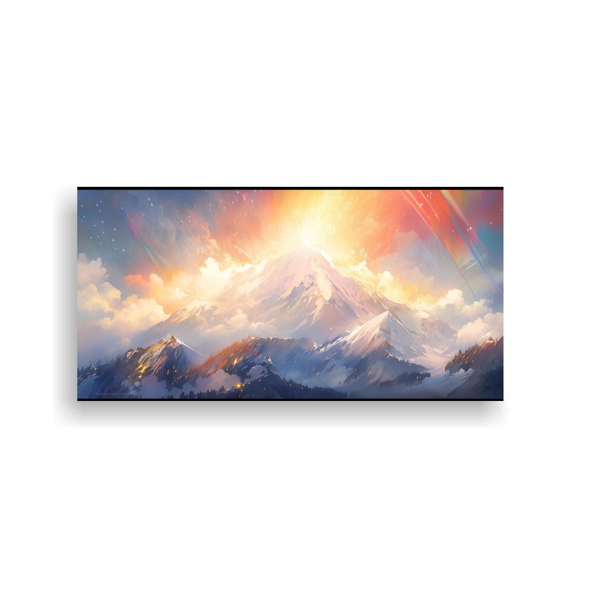 GENERICO - Pintura Decorativa Montañas Nevadas Y Arcoíris  160x80cm