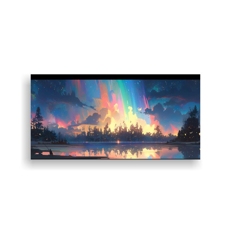 GENERICO - Pintura Abstracta Lienzo Tela Aurora Boreal Con Ar 160x80cm