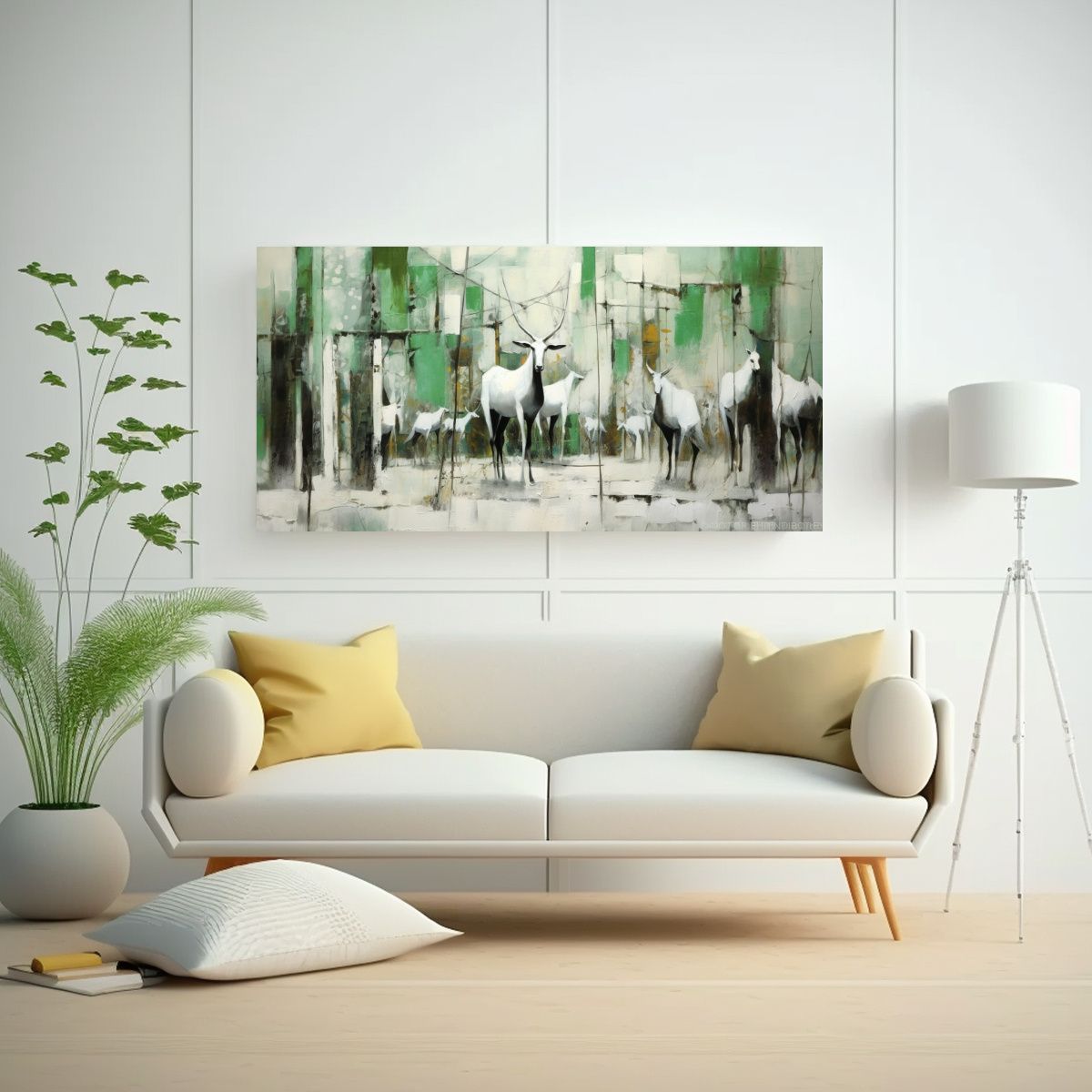 GENERICO - Pintura Abstracta Luminosa En Blanco Con Toques De 160x80cm