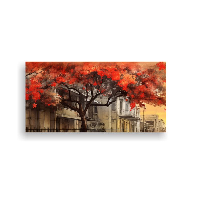 GENERICO - Cuadro Fotografía Street Art Xen árbol Flamboyá 160x80cm