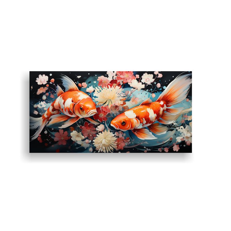 GENERICO - Cuadro Urbana De Pez Koi En Acuarelas Coloridas 160x80cm