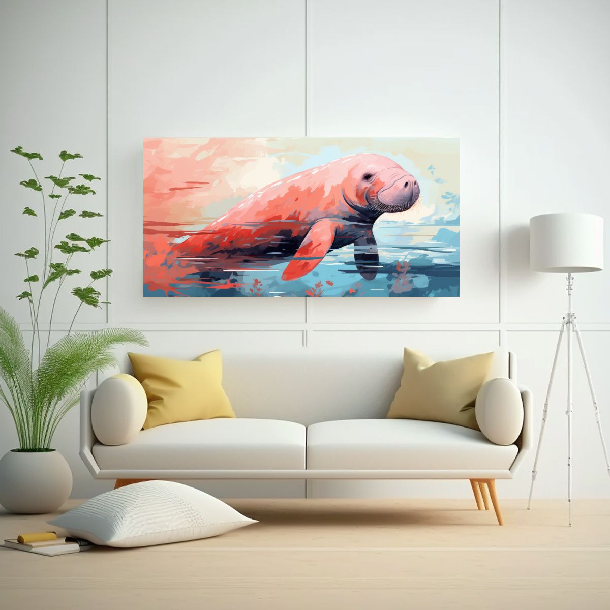 GENERICO - Cuadro Vanguardia Estética Manatíes En Colores A 160x80cm