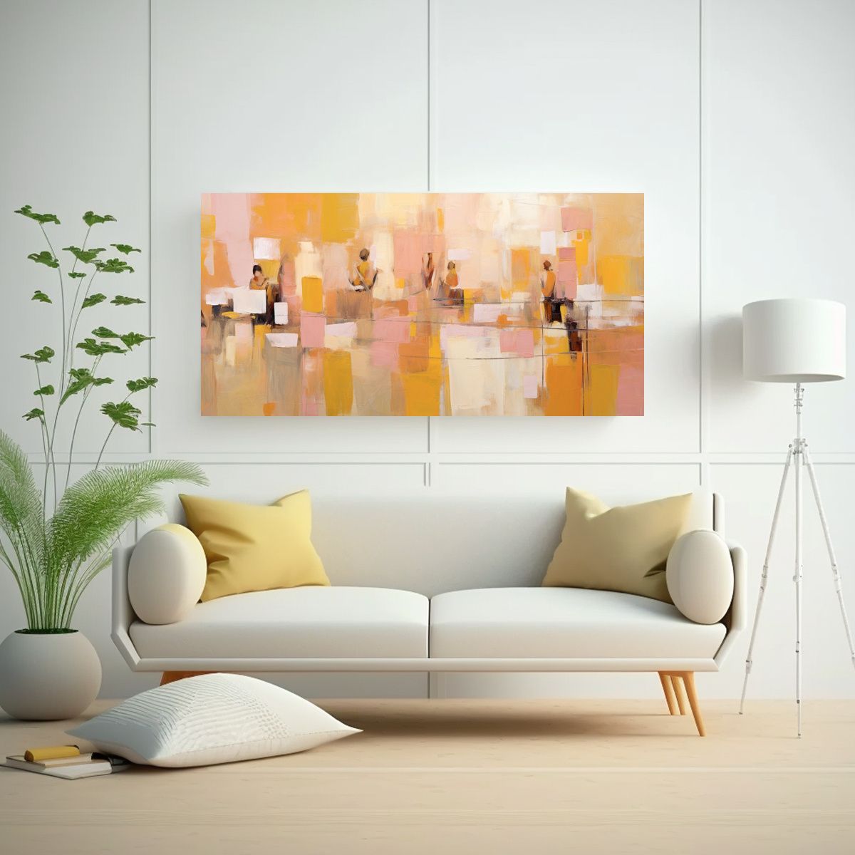 GENERICO - Pintura Horizontal Amarilla Y Amarilla Con Líneas 160x80cm