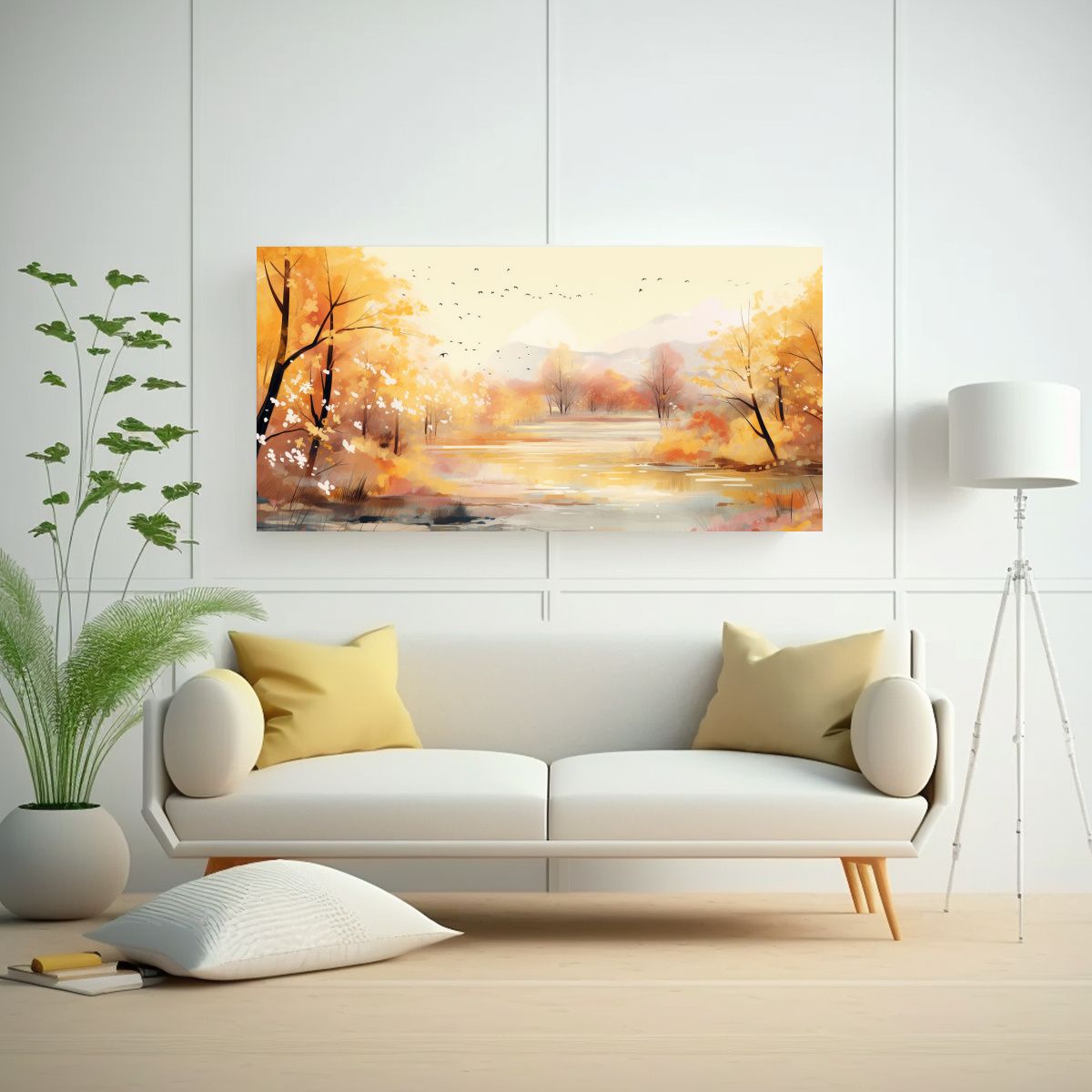 GENERICO - Paisaje Primaveral Con Colores Dorados En Arte Pop 160x80cm