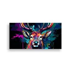 GENERICO - Pintura De Arte En Pared Estilo Neo Pop De Alce En 160x80cm.
