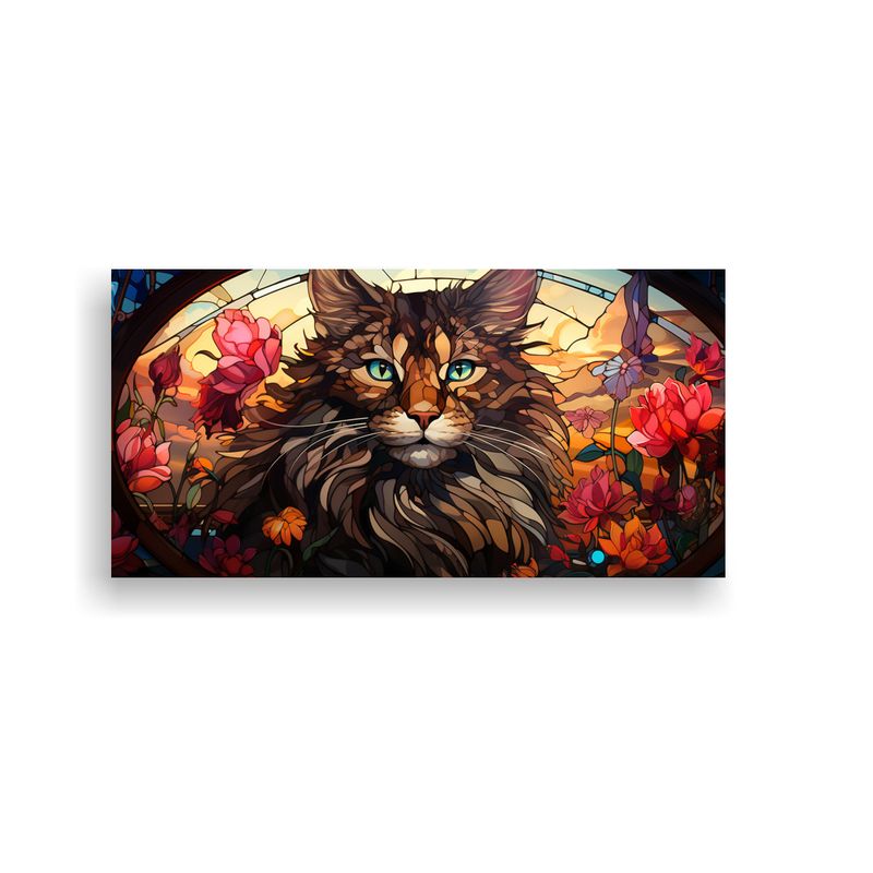 GENERICO - Lienzo Abstracción Gato Adorable Vidriera Digital 160x80cm