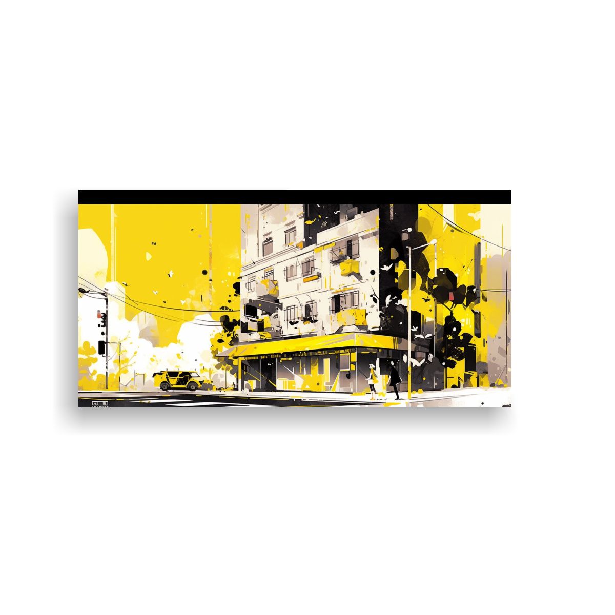 GENERICO - Cuadro Decorativo Santiago City Chile En Amarillo  160x80cm
