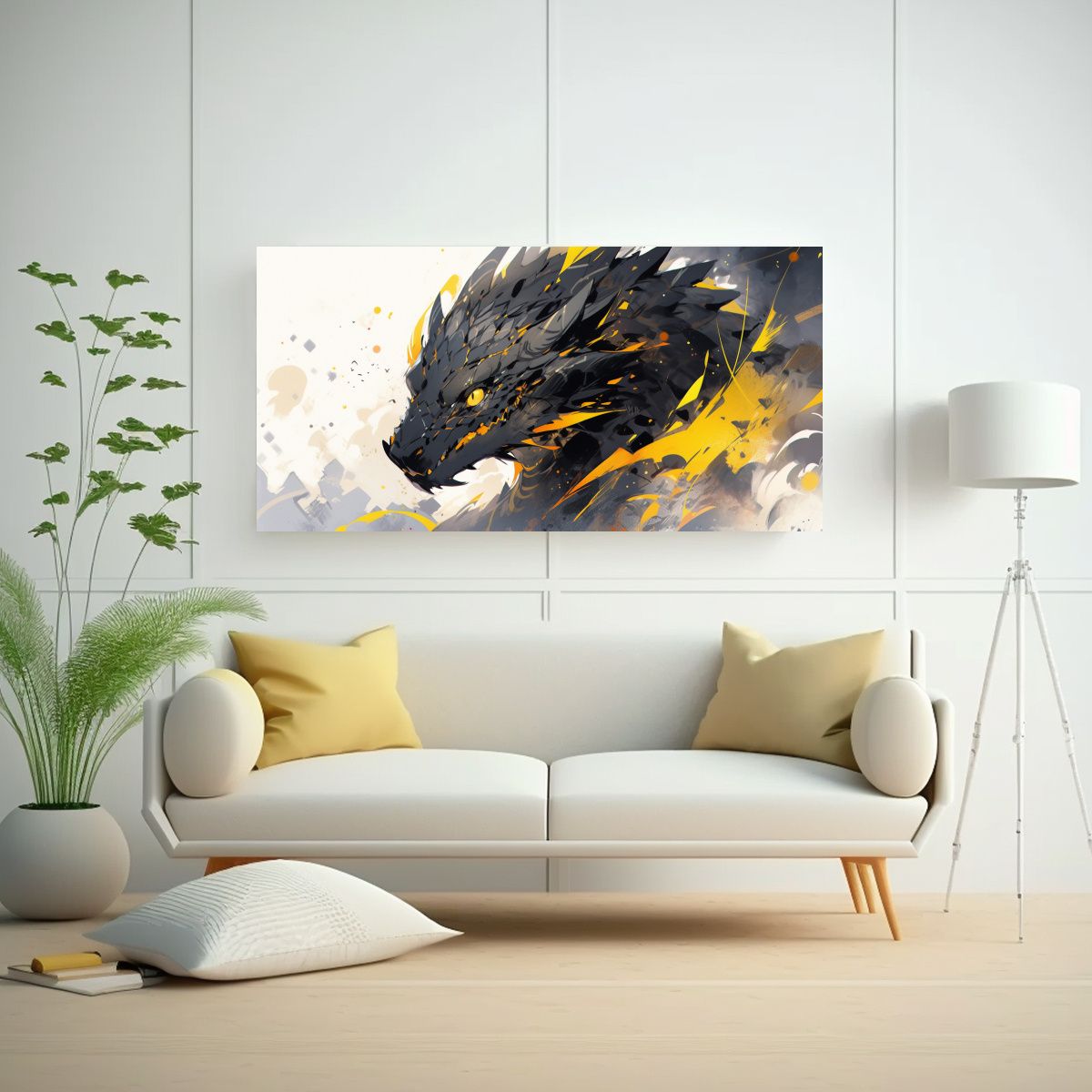 GENERICO - Pintura De Acuarela Dragón En Agua Y Colores Amar 160x80cm