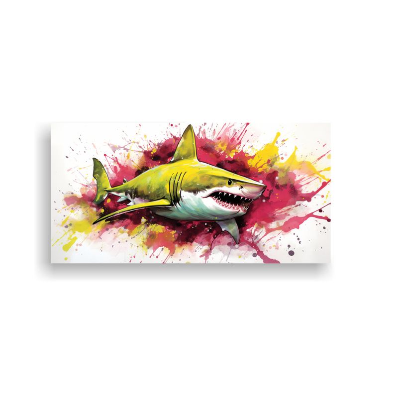 GENERICO - Pintura Decorativa Neo Pop De Un Tiburón Toro En  160x80cm