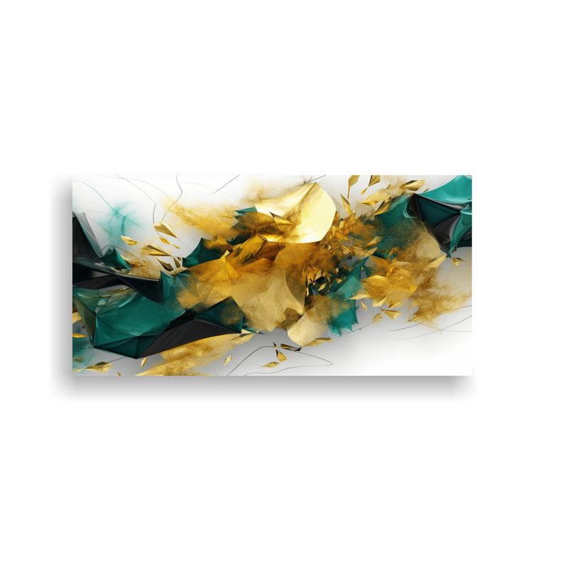 GENERICO - Cuadro Abstracto Profundidad Verde Y Oro Lienzo C 100x50cm