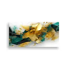 GENERICO - Cuadro Abstracto Profundidad Verde Y Oro Lienzo C 100x50cm