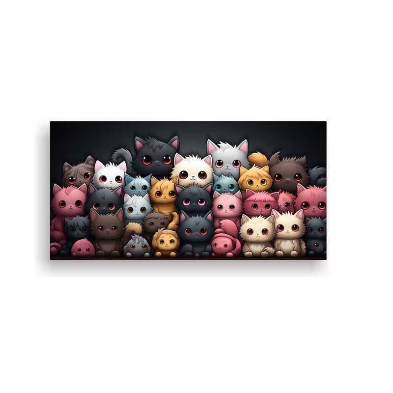 GENERICO - Lienzo Espectacular Gatos Negros Kawaii Para Color 160x80cm