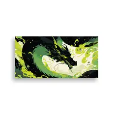 GENERICO - Pintura Inspiradora De Dragón En Verde Y Oro Est 160x80cm