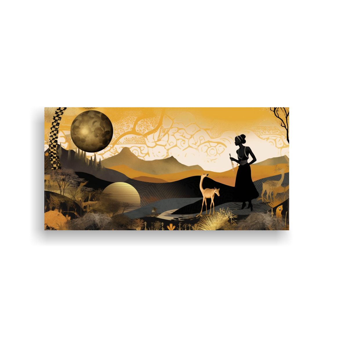 GENERICO - Pintura Abstracta Dorada Africana Cuadro Vanguard 160x80cm