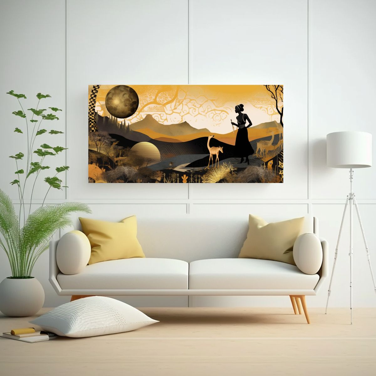 GENERICO - Pintura Abstracta Dorada Africana Cuadro Vanguard 160x80cm