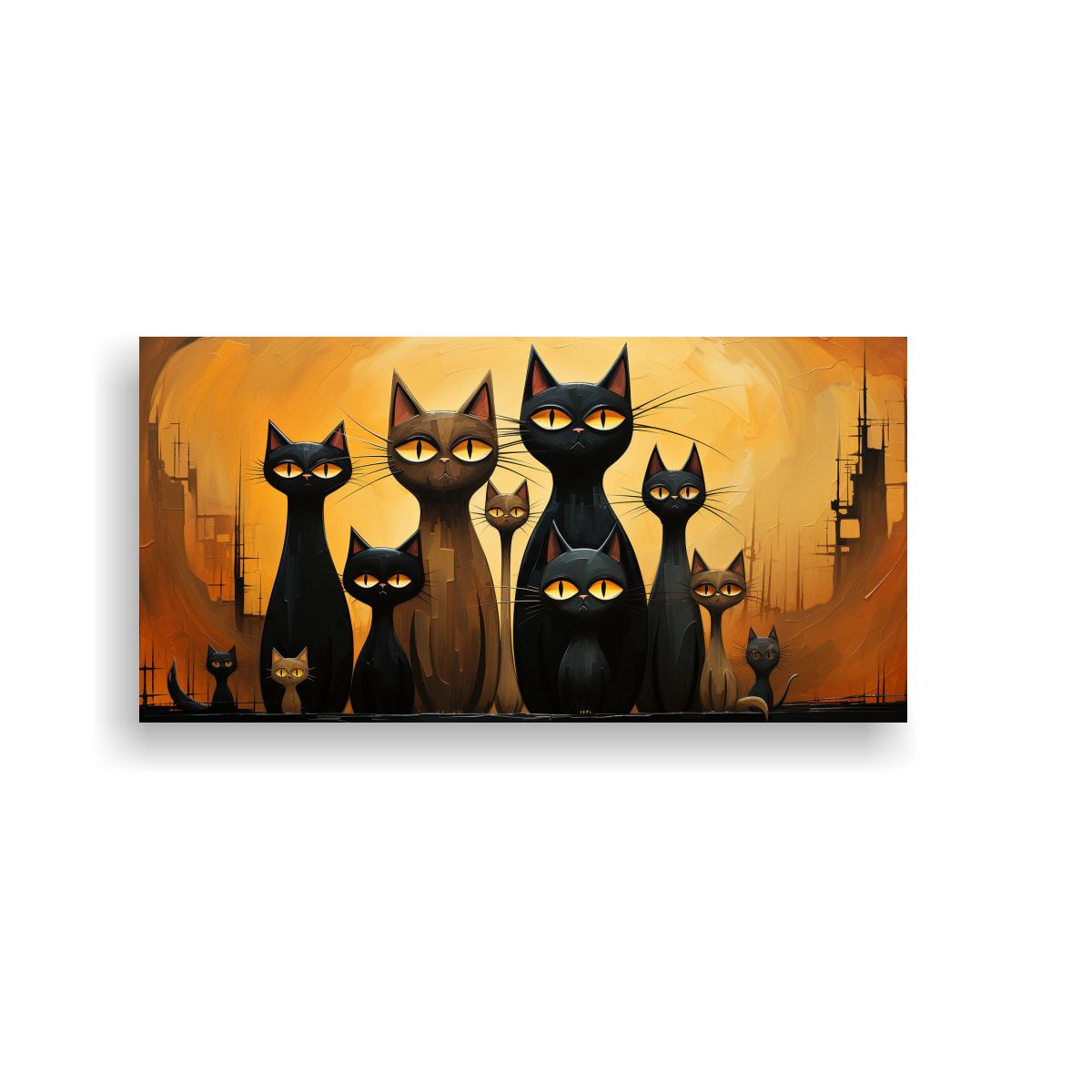 GENERICO - Pinturas De Decoración De Gatos Negros Mirando Ha 160x80cm