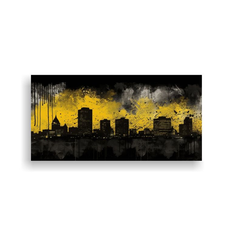 GENERICO - Cuadros Decorativos Modernos En Lienzo Negro Y Ama 160x80cm