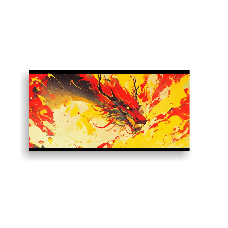 GENERICO - Pintura De Dragón En Amarillo Y Rojo Textura Mode 160x80cm