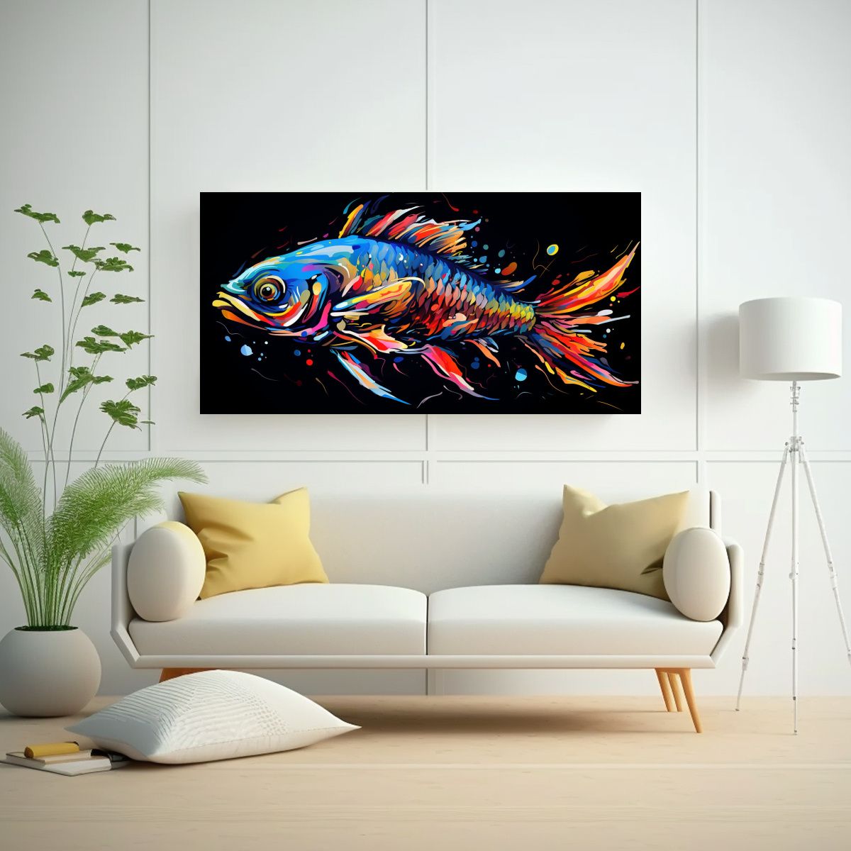 GENERICO - Pintura Moderna De Dragon Fish En Colores Vibrante 160x80cm